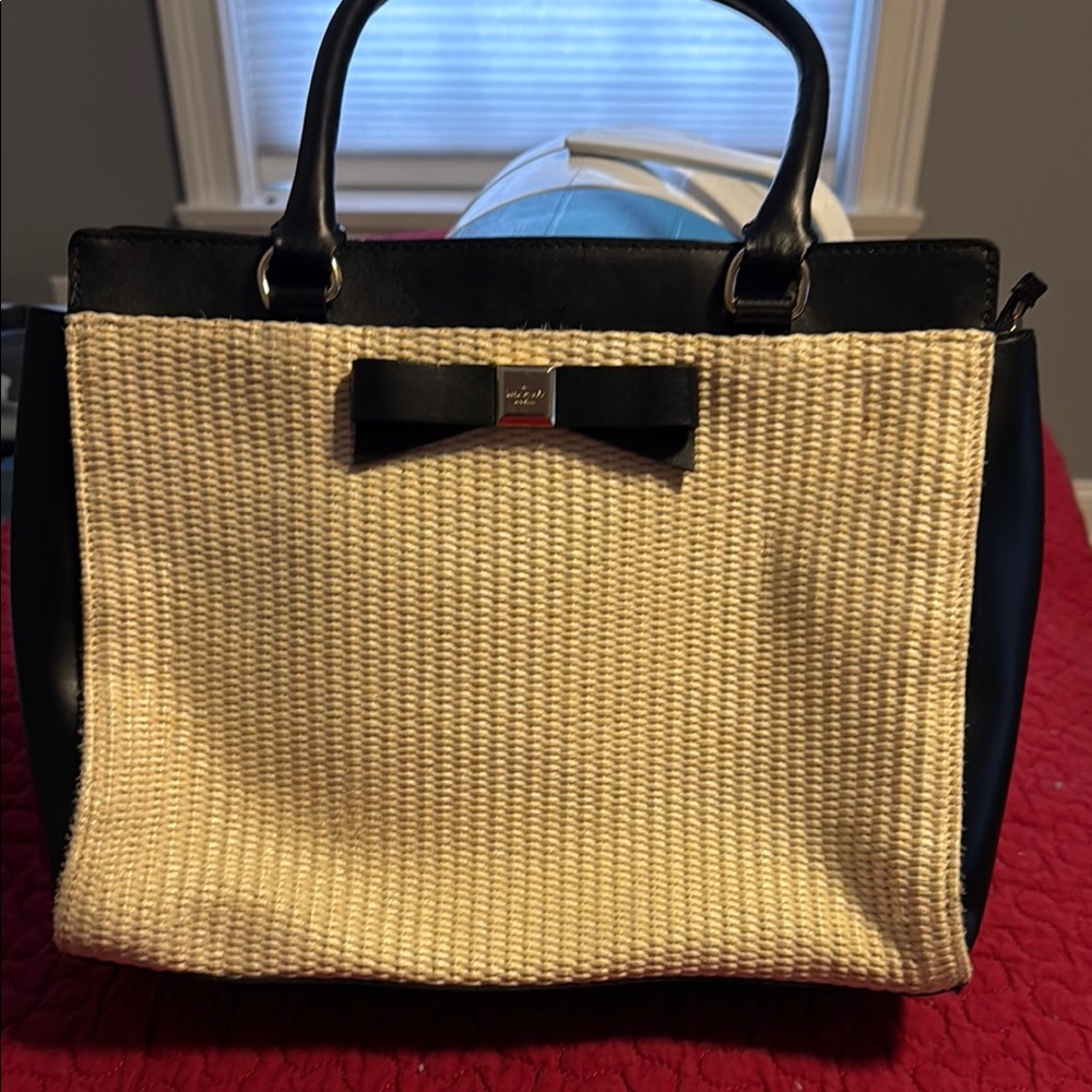 Kate Spade Black and Cream Satchel with Elegant Bow
